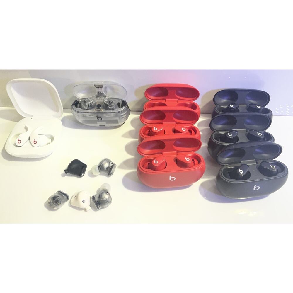 Beats Wireless Earbuds Studio Pro Black Red White For Parts or Repair (lot of 8)